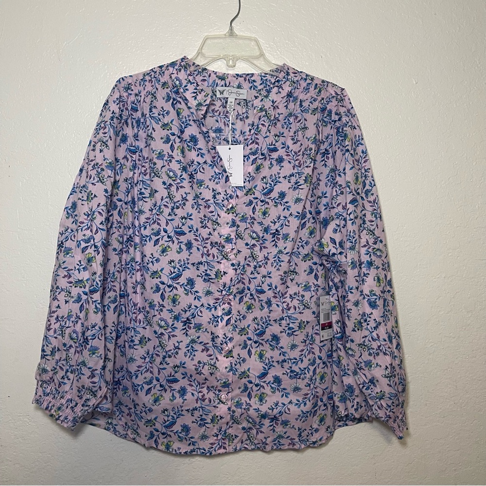 Jessica Simpson light Purple and Blue Floral Top